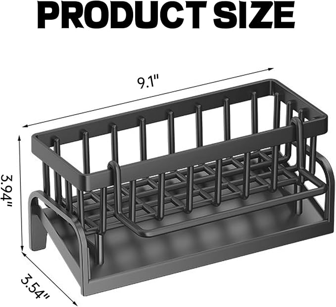 Sponge Holder for Kitchen Sink,Kitchen Sink Organizer caddy with Auto Drain Tray（Plastic）