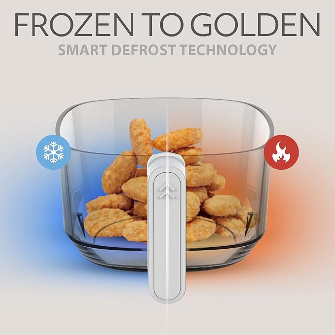 WILLOW Eco Series 6 in 1 Air Fryer with Glass Basket, 5 Quart Non Toxic Air Fryer w Digital Display, 430°F Max Temp, Preheat & Keep Warm Function, Compact + Dishwasher Safe Glass Airfryer - WHITE