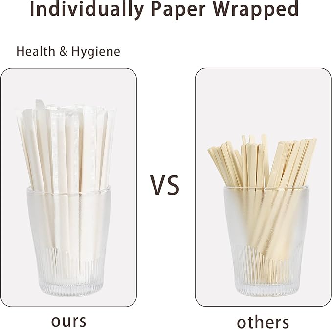 500Pcs Square Bamboo Coffee Stirrers Individually Wrapped – Coffee Stir Sticks 5.5 Inch Coffee Bar Disposable individually wrapped coffee stirrers for Coffee and Cocktail