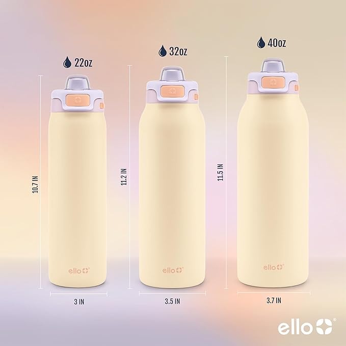 Ello Pop & Fill 32oz Stainless Steel Water Bottle with Quick Fill Technology, Double Walled and Vacuum Insulated Metal, Leak Proof Locking Lid, Sip and Chug, Reusable, BPA Free, Pastel Paradise