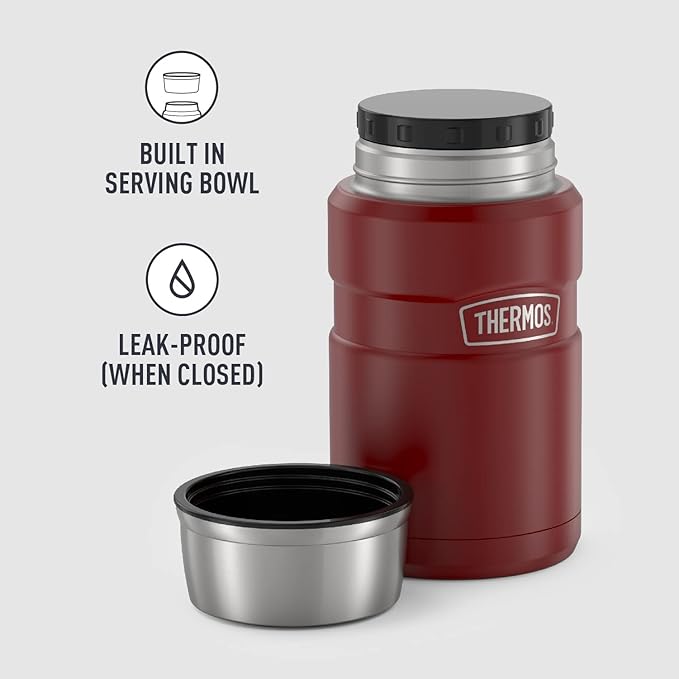 THERMOS Stainless King Vacuum-Insulated Food Jar, 24 Ounce, Rustic Red (Pack of 4)