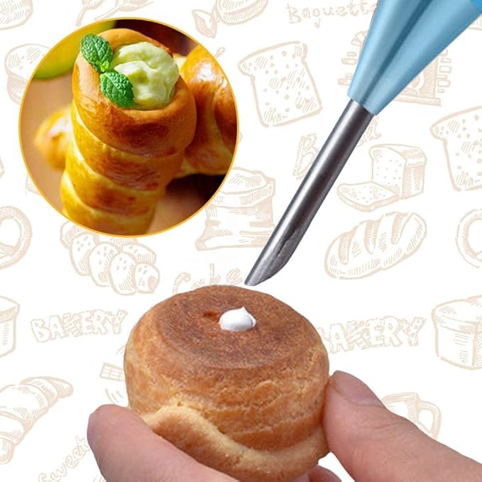 VolksRose 16pcs Cannoli Tubes Kit, Stainless Steel Cannoli Forms Tubular Shaped Baking Molds for Danish Pastry Lady Lock Form Croissant Shell Ice Cream Puff Waffle Cream Roll