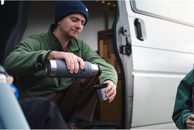 Stanley Classic Legendary Vacuum Bottle 1.0 qt | Wide Mouth with Leakproof Cup Lid | Keep Drinks Hot or Cold | Packable for Travel | Insulated Stainless Steel Thermos | BPA-Free | Hammertone Silver
