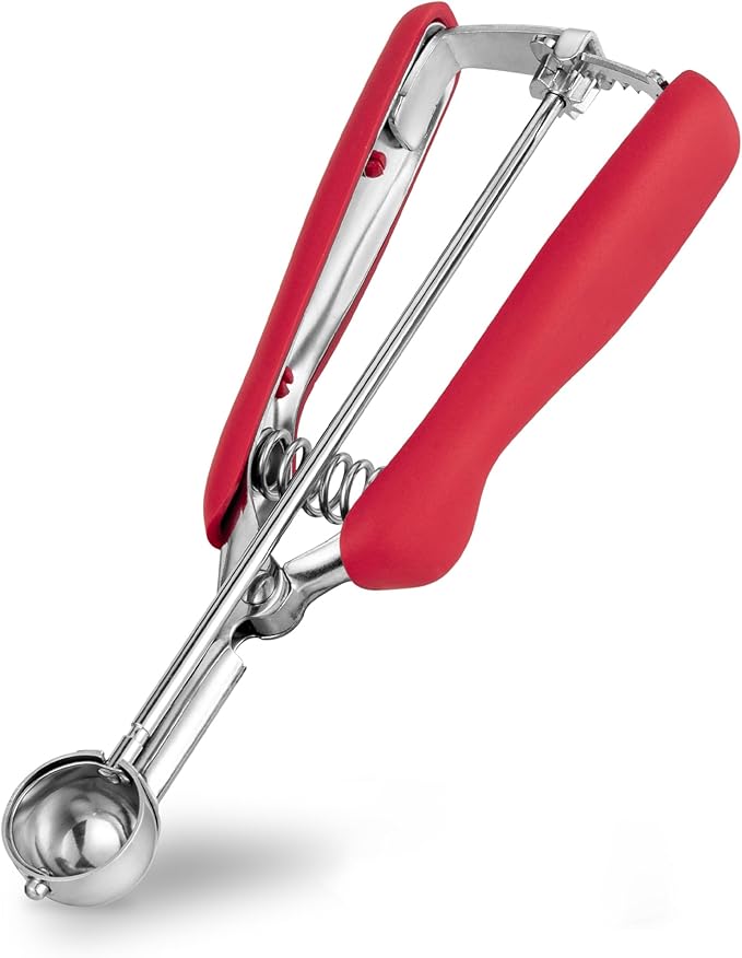 Extra Small Cookie Scoop, 1 Teaspoon Cookie Scoop, Mini Ice Cream Scoop for Melon Baller, Cookie Dough, 0.2oz / 25mm, Easy Squeeze & Release, Red