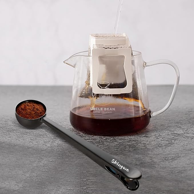 Coffee Scoop with Bag Clip, Multi-Function Milk Powder Measuring Spoon, 20ml (Black)