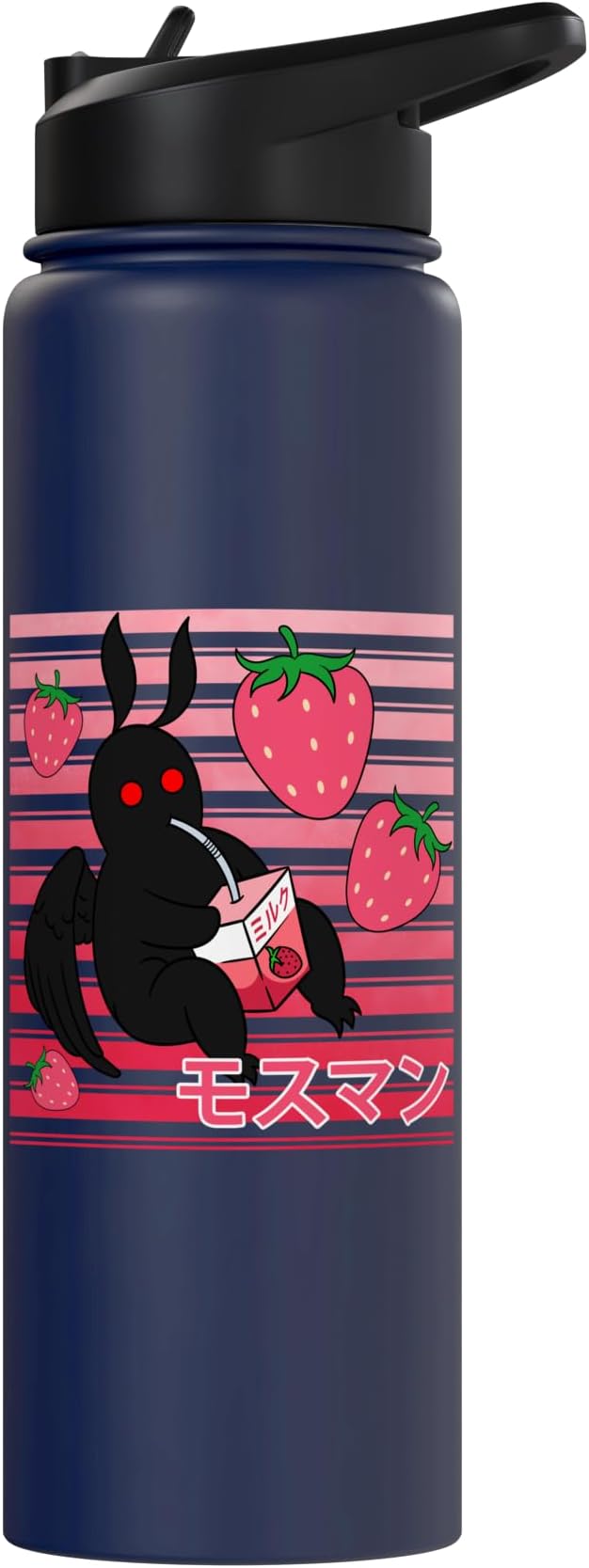 Mothman Kawaii Strawberry Milk Shake Carton Stainless Steel Insulated Water Bottle