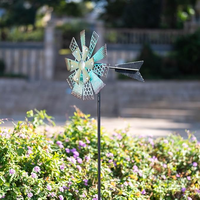 Viveta Metal Wind Spinners Outdoor, 13" Kinetic Wind Spinner, Garden Windmill for Outdoor Patio Yard Decor