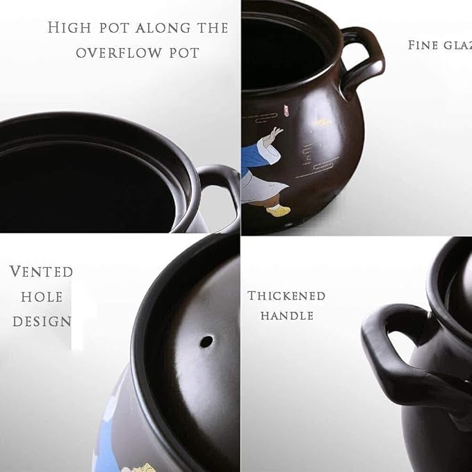 Ceramic Casserole Stockpot, Clay Pot for Cooking, Casserole Dishes Pot Casserole with Lid for Ceramic Pot Stew Pot Home Soup Pot Chicken Steamer Pot Healthy Stew Pot Dinner, Kitchen (Size : 6L) ()