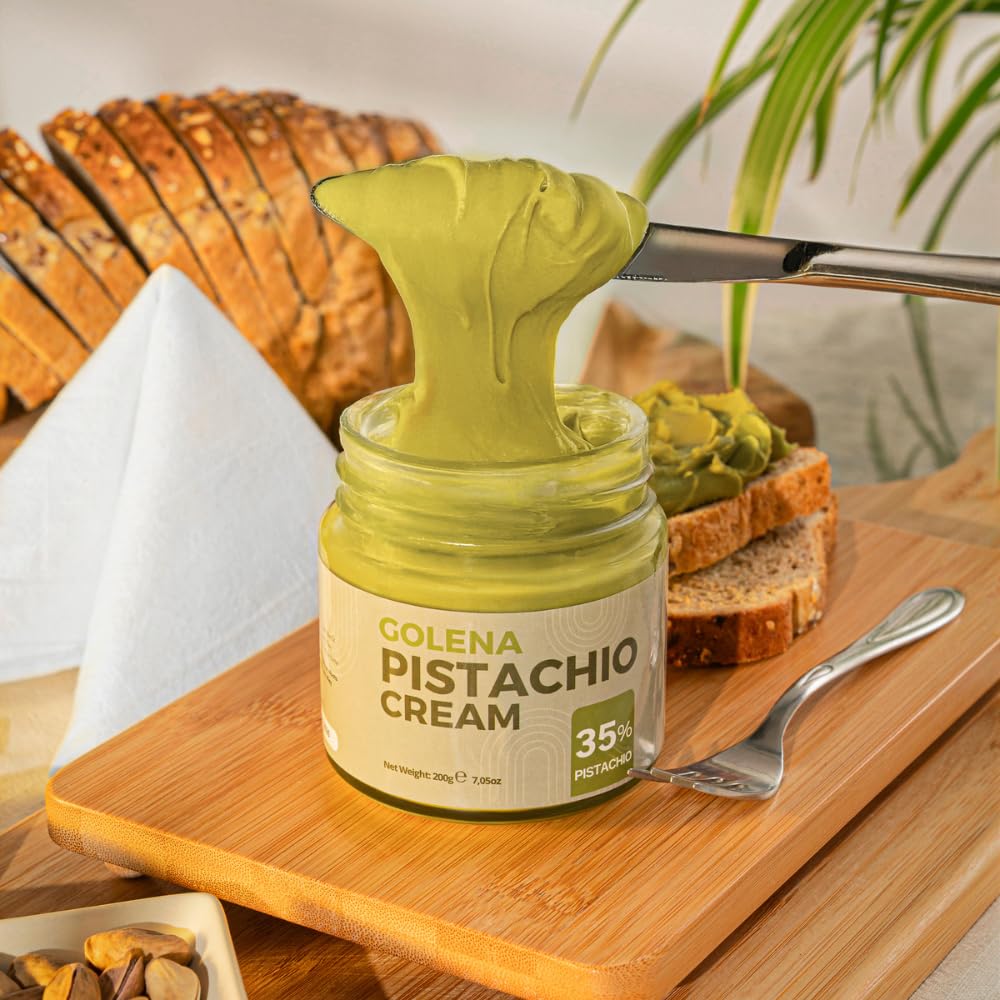 Pistachio Cream – 7.05 oz (200gr) | 35% Pistachio Butter | Ideal for Dubai Chocolate Bars, Kataifi, Knafeh & Desserts | Versatile Paste for Breakfast & Baking