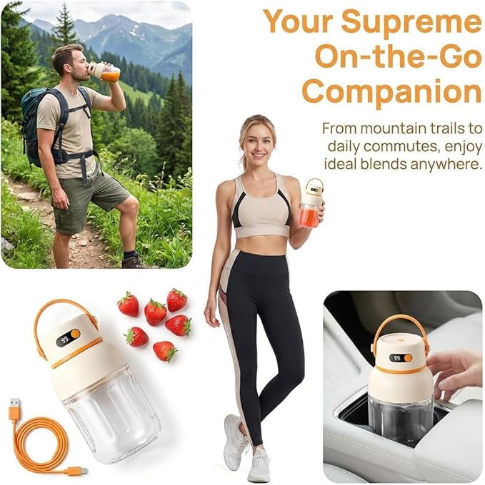 Portable Electric Juicer Cup with Zero Cord Hassle, 33oz Large Capacity Personal Blender with 18000RPM High Speed, USB-C Rechargeable Wireless Juicer Cup for Gym, Travel (800ML / 27OZ)