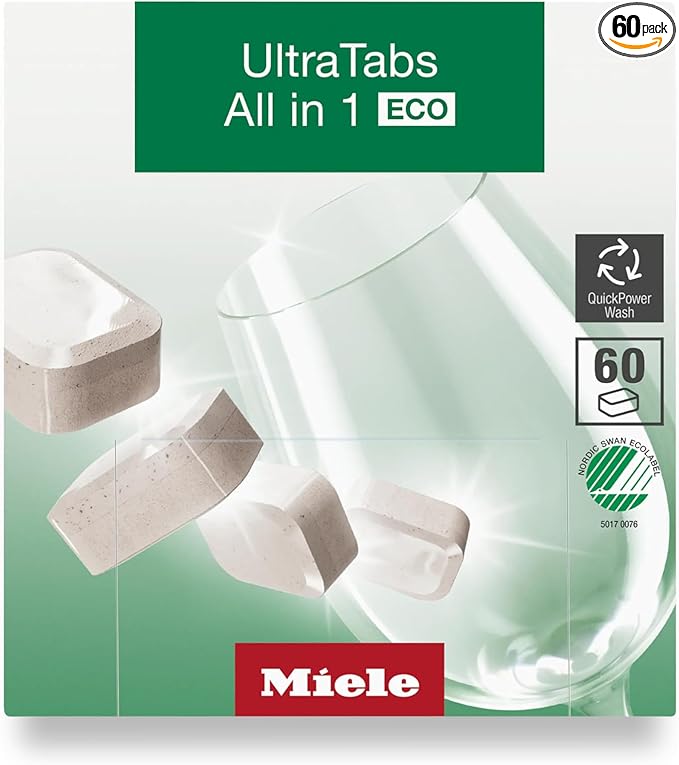 Miele UltraTabs All In 1 ECO Dishwasher Detergent Tablets, 60-Count, Designed For All Dishwasher Types