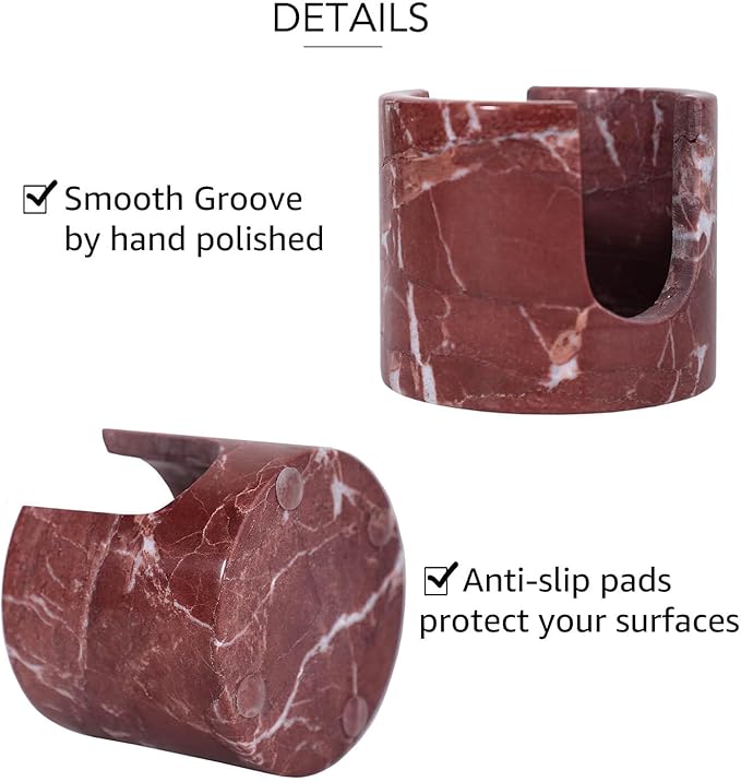 JIMEI Travertine Marble Sponge Holder for Kitchen Counter - Natural Stone Dish Drying Rack, Sponge Caddy for Sink Organizer - Durable & Stylish Kitchen Decor (Rosso Red Marble)