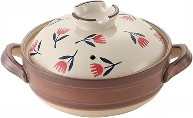 Ceramic Casserole, Japanese Clay Pot Donabe Stone Rice Pot With Lid, Earthen Pot Stockpot Ceramic Casserole Cooker Healthy Cookware Stove Pot Soup Hot Pot(Color:A)