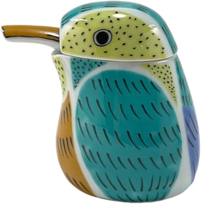 IPPINKA Japanese Arita Ware Non-Drip Soy Sauce Dispenser - Kingfisher Design - 2 oz - Handmade Porcelain from Japan