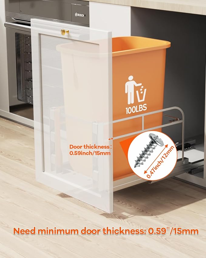 Pull Out Trash Can Under Cabinet Kit with Soft-Close Slides(Trash Bin Not Included), Under Sink Garbage Can Pull Out, for Kitchen, Sink, Drawer, Required Minimum Cabinet Size(12" W X 18" D)