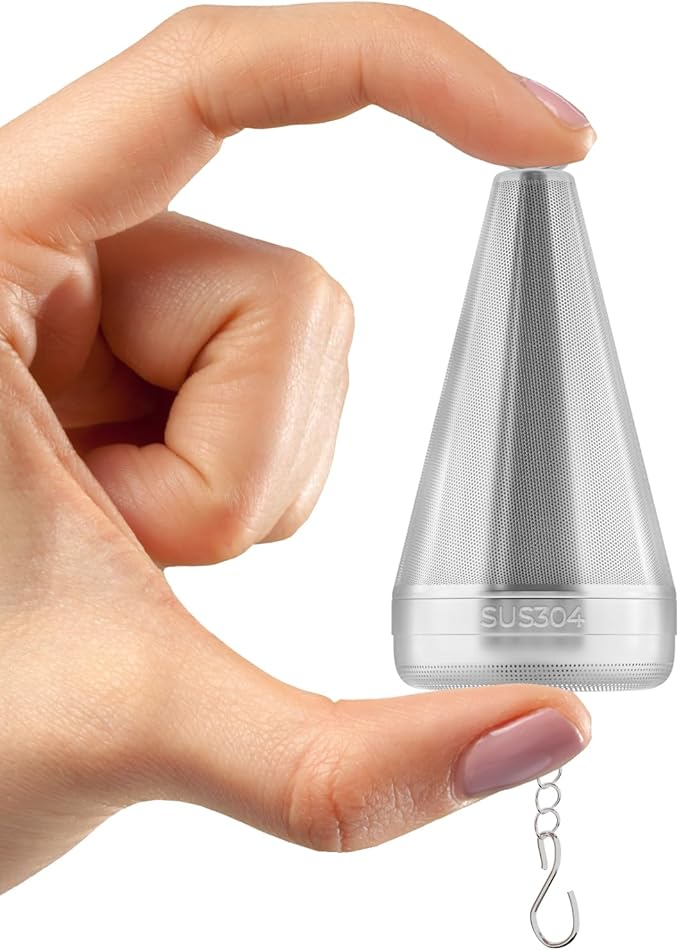 Cone Tea Infusers for Loose Leaf Tea, 304 Stainless Steel Tea Strainer Fine Mesh, 1.8” x 3” Loose Leaf Tea Steeper with a Drip Tray