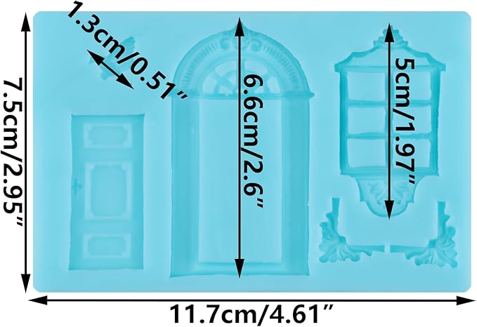 Door Window Frame Silicone Molds Nordic House Fondant Chocolate Molds for Cake Decorating Cupcake Topper Candy Gum Paste Polymer Clay