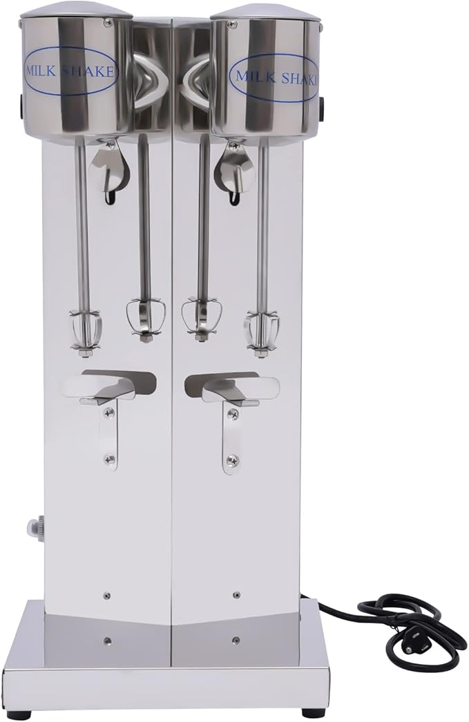 Milkshake Maker, Commercial Stainless Steel Milk Shaking Machine With Double Head Drink Mixer, 110V 180W Electric Milkshake Maker With 2Pcs 800ml Cups, Household Milk Shaker For Making Drinks
