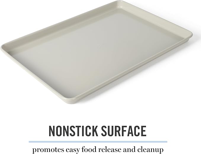 Martha Stewart Gallen 13 x 9 Inch Nonstick Carbon Steel Cookie Sheet – Cool Grey, Durable Bakeware for Even Baking and Easy Cleanup