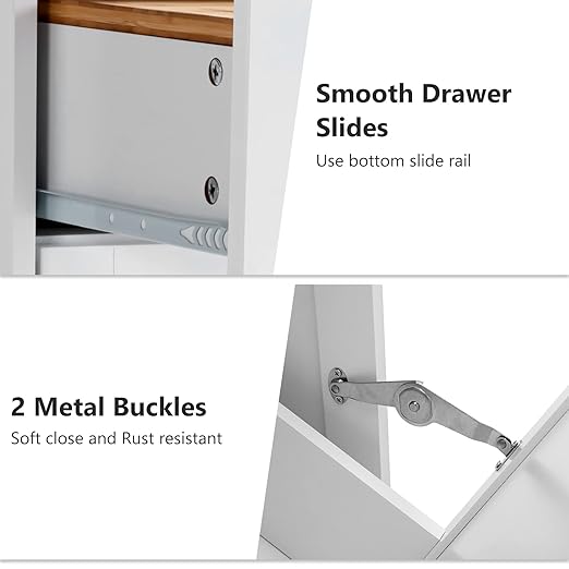 Gitua Double Tilt Out Trash Cabinet 20 Gallon, Freestanding Wooden Kitchen Trash Recycling Cabinet with Drawer & Removable Cutting Board, Dog Proof Trash Can Cabinet, White