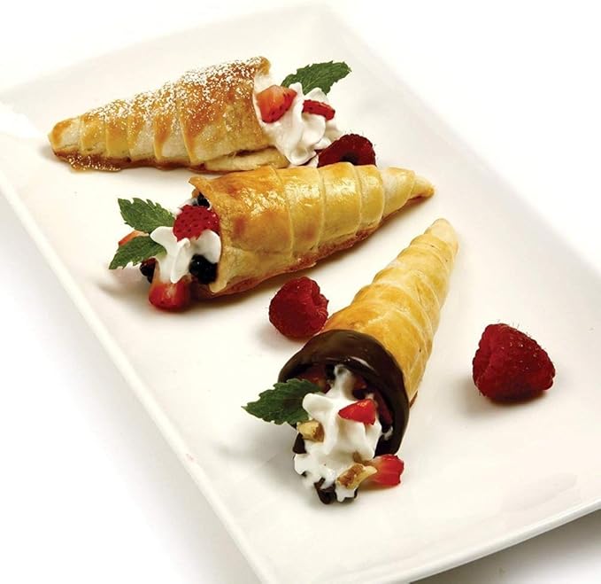 10 Pack Large Cream Horn Forms 5-inch, Non-stick Cream Horns Pastry Mould Croissant Baking Forms for Baking Croissants Bead, Chocolate Croissant, Brioche Rolls, Ice Cream Cone Party Dessert