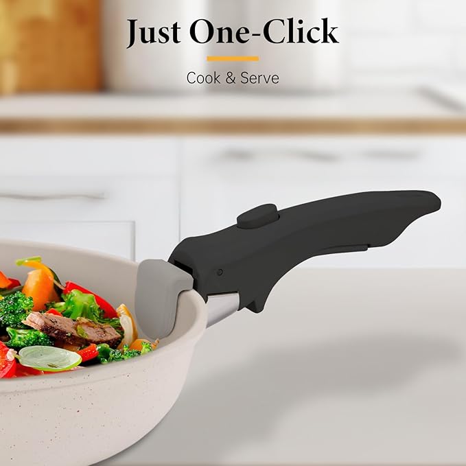 Removable Pot Handle, Universal Pan Handle, Replacement for Pots and Pans, Fits All Cookware, Includes Spoon Rest, Durable & Heat-Resistant, Black - Gray