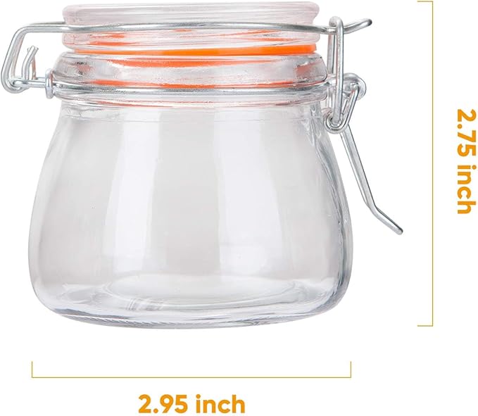 Small Glass Jars With Airtight Lids, Glass Spice Jars 5 oz,Maosn Jars With Leak Proof Rubber Gasket 150ml,Glass Storage Containers With Hinged Lid,Mini Kitchen Canisters 24 Pack