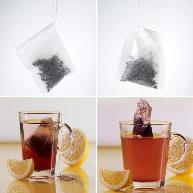 TamBee 100 Pack Disposable Tea Filter Bags Empty Muslin Drawstring Seal Filter Tea Bags Drawstring Herb Loose Tea bag (1.97"X2.76" / 5cm X 7cm)