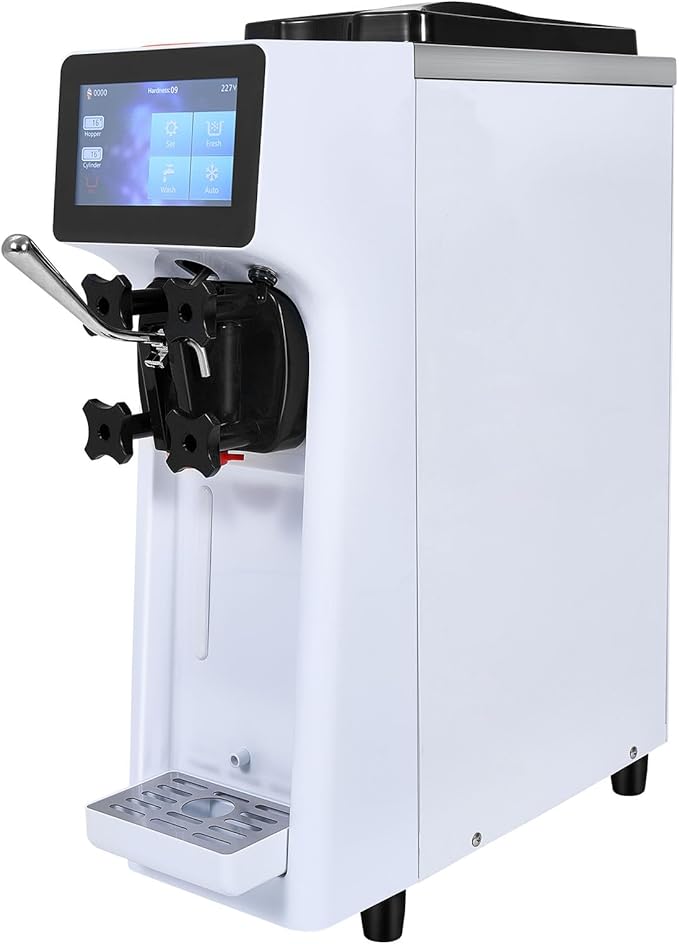 VEVOR Commercial Ice Cream Machine, 1000W Single Flavor Soft Serve Ice Cream Maker, 10.6 QT/H Yield, 4L Hopper & 1.6L Cylinder, Touch Screen, Auto Clean & Pre-Cooling, Countertop Restaurant Snack Bar