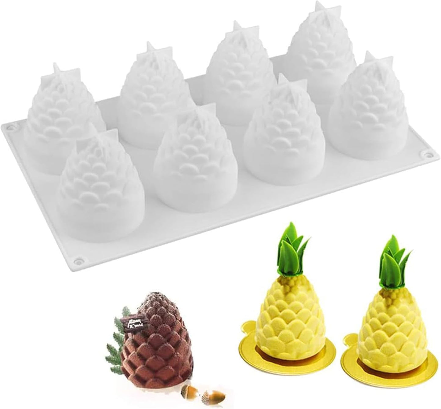 OCPO KITCHEN 3D Pinecone Silicone Mold for Baking Mousse Cake, French Dessert, Soap, Candles, Christmas Cake Decorating Mold, Pinecone Shape (8-Cavity)