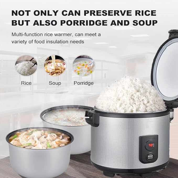 Commercial Rice Warmer(Not Rice Cooker) 55 Raw/110 CUP Portable 20L Big Food Warmer / 122℉- 178℉ Adjustable Temperature/ 130W/ Non-stick Inner Pot