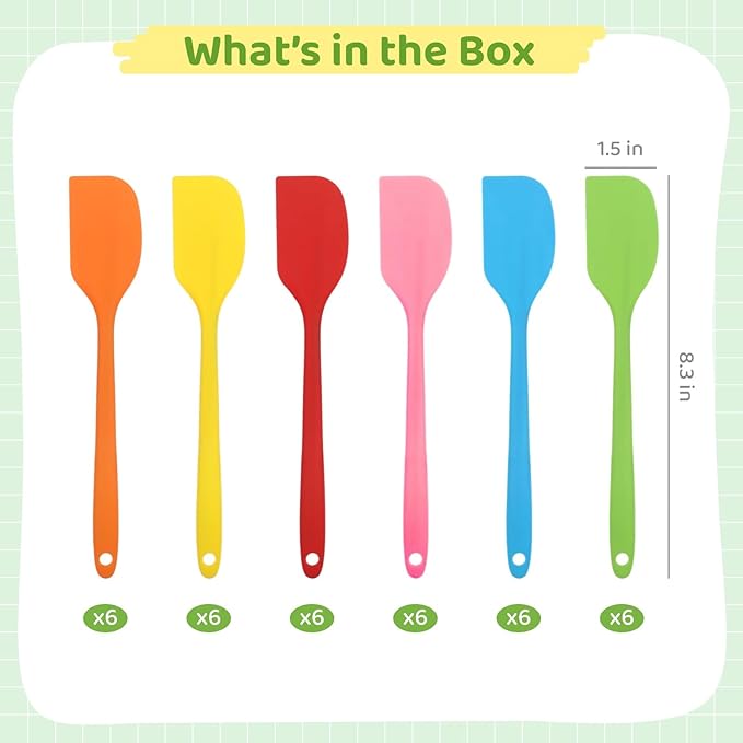 36 Pcs Silicone Jar Spatulas, Nonstick Heat-Enduring Mini Mixing Spatula for Cake Butter Cream Jam, 8.3 in Long Handle Silicone Scraper, Multicolor Kitchen Baking Tool
