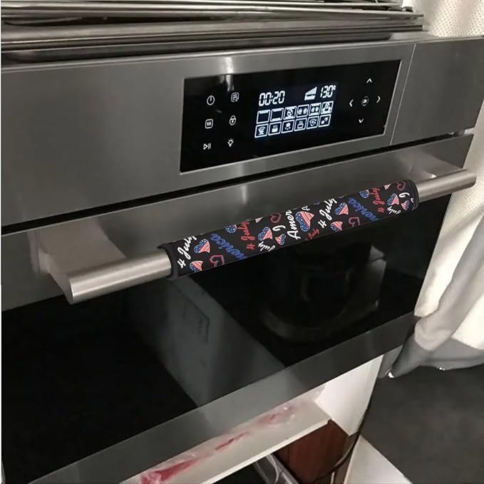 Patriotic Refrigerator Door Handle Covers Set of 6 Kitchen Electrical Appliance Decor Handles 4th of July Fridge Accessories Home Decor, American Flag Heart-Shaped Pattern