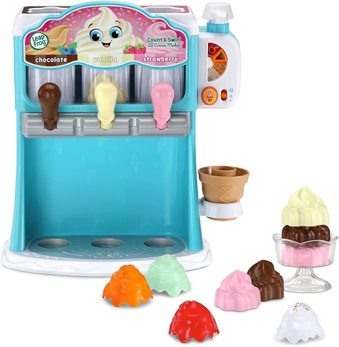 LeapFrog Count and Swirl Ice Cream Maker Playset for Kids Ages 2 Years and up, Blue