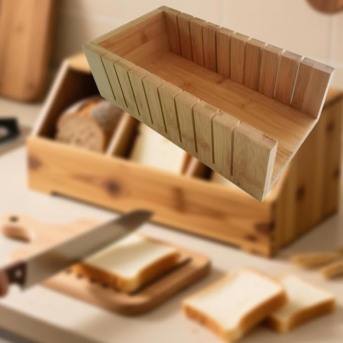 Bread Slicer Bamboo Bread Slicing Guide Kitchen Gadget Manual Toast Slicer Handmade Soap Cutter Bamboo Wood Construction Suitable for C