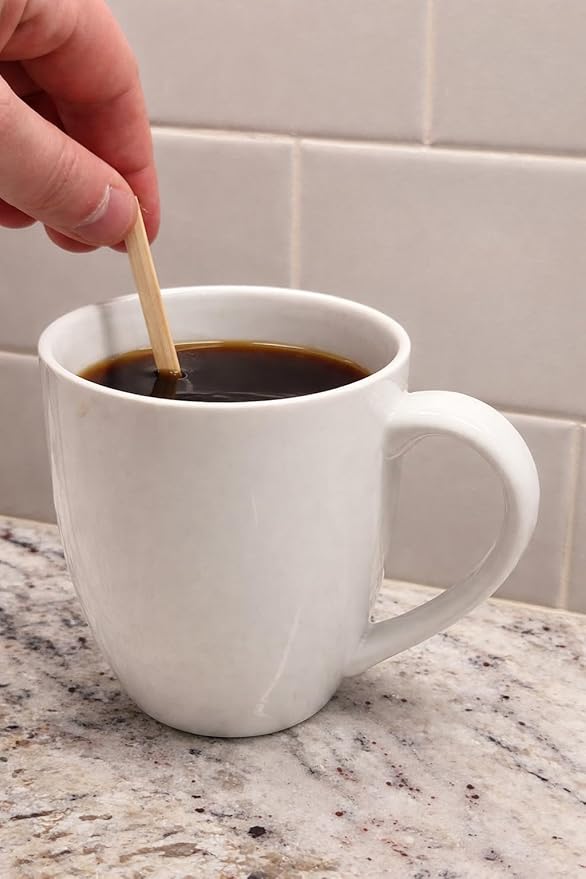 Coffee Stirrers, Bamboo Wood, Splinter-Free; Wooden Stir Sticks for Hot Chocolate, Coffee, Tea Etc, Drink Stirrer Bulk Package, Restaurant Supply, Coffee Bar, Cafe (500 Pack)
