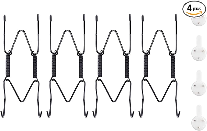 Bilillo 4 Pack Plate Hangers for The Wall, Suitable for 4''-5'' Decorative Plate,Invisible Heavy Duty Wire Plate Holder with Wall Hooks, Plate Hangers for Displaying Plates, Platter, Dish (Black)