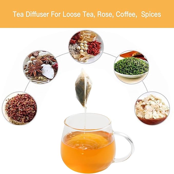 Tea Filter Bags, Tea Bags for Loose Leaf Tea Safe & Natural Material, Disposable Tea Infuser for Loose Leaf Tea, Coffee, Spice, Herbs (300, wood, 5x7cm)