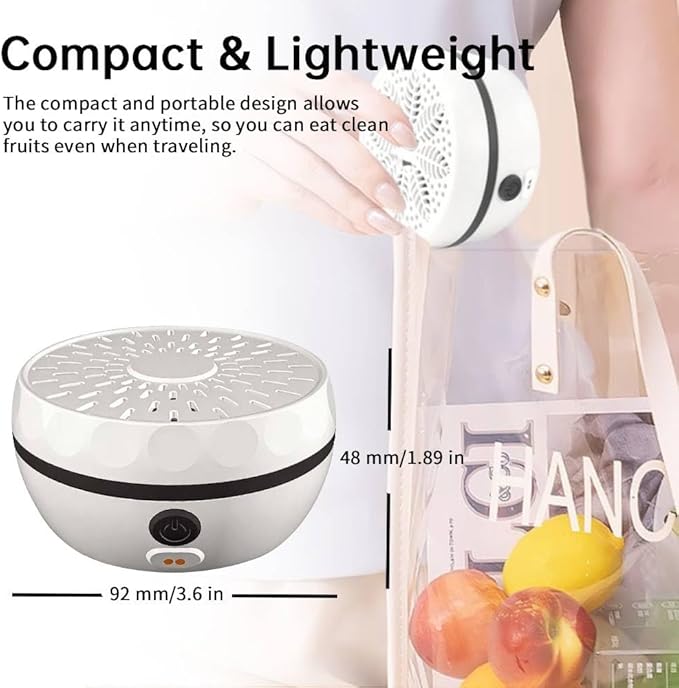 Fruit & Vegetable Cleaning Machine: Vegetable Cleaner Device with Multi-Mode Cleaning - Portable Waterproof Food Purifier for Fruits, Vegetables, Meat & Seafood - USB Rechargeable (white)