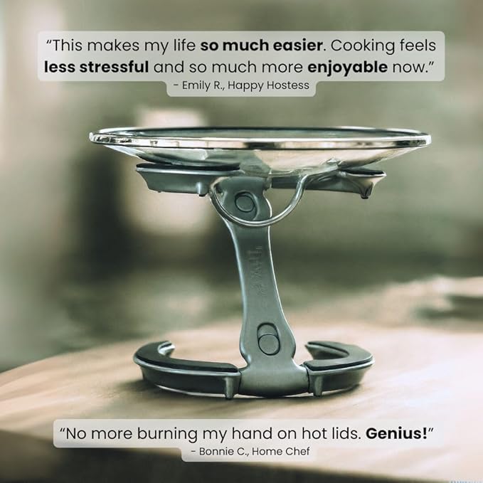 Trivae Pot Lid Holder – 4-in-1 Pot Lid Holder While Cooking, Pan Lid Holder, Trivet & Cake Stand – Versatile Kitchen Tool for Hot Pots, Serving & Display – Space-Saving, Heat-Resistant Stand