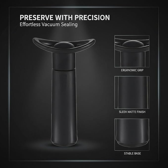 11 Pcs Wine Saver Vacuum Pump Set with 10 Reusable Bottle Stoppers, Wine Preservers and Bottle Sealers for Parties, Manual Extractor Bottle Keepers for Kitchen, Black
