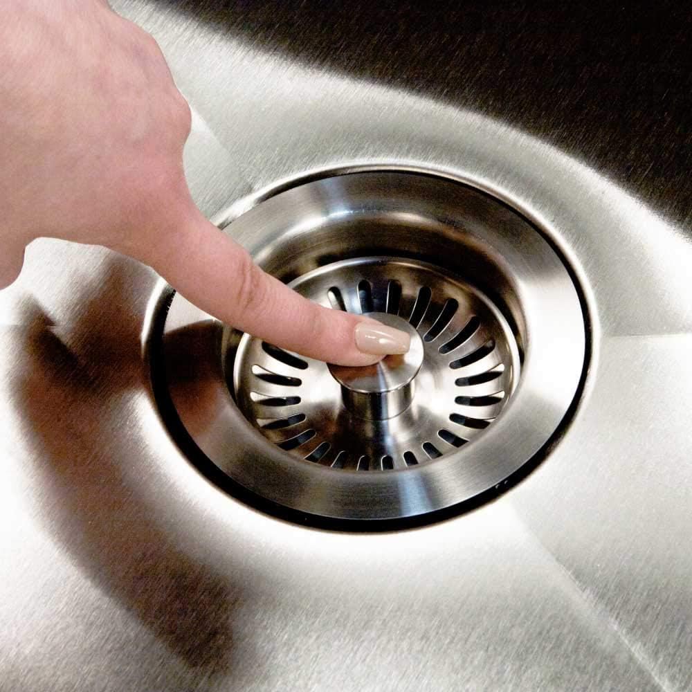 Houzer 190-9400 - 3-1/2 Inch Stainless Steel Pop-Up Kitchen Sink Basket Strainer, Durable Food Catcher Stopper for Metal Kitchen Sink, Ideal for Filtering Waste and Preventing Clogs