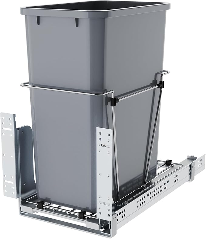 35QT Pull Out Trash Can for Under Sink Storage, Adjustable Sliding Drawer System, Doesn't Include Door Fittings (35 qt)
