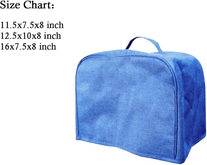 FLR Large 4 Slice Toaster Cover with Pockets, Dust-proof & Oil Proof, Fit Most Large Toasters (Blue, 16' x 7.5' x 8')