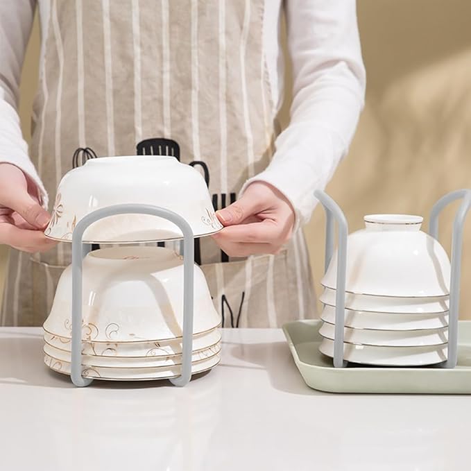 2 Pcs Bowl Rack for Kitchen Cutlery, Retractable Plastic Dish Rack, Removable Plate Holders Drain Rack, Reusable Multifunctional Plate Organizer for Stacking Bowls and Small Plates