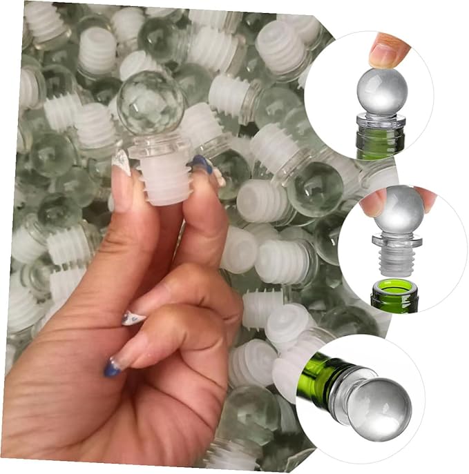 24pcs Glass Ball Wine Stoppers Portable Bottle Caps with Airtight Seal for Perfume and Wine Bottles Lightweight Aroma Container Stoppers for Daily Use