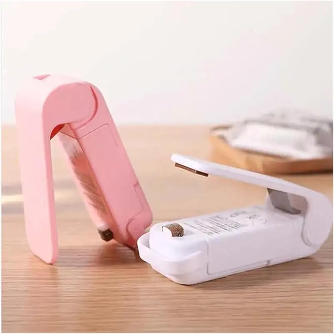 Sealing Machine, 6pcs Mini Heat Bag Packaging Sealer Portable Plastic Bag Clip Sealing Machine Food Storage Sealer Snack Sealer Kitchen Helper(White)