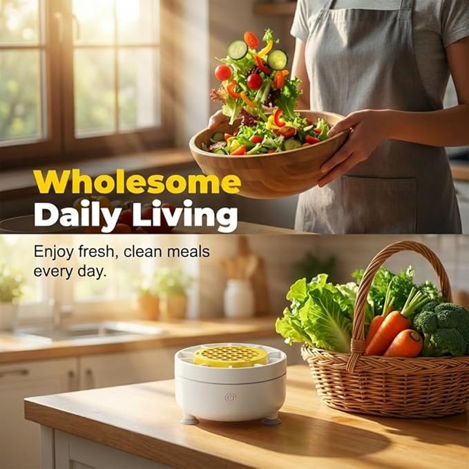 Fruit Vegetable Washing Machine, 2026 Upgraded Fruit Cleaner Device, Portable Wireless Food Purifier, with OH-ion Purification Technology, for Cleaning Fruit,Vegetable