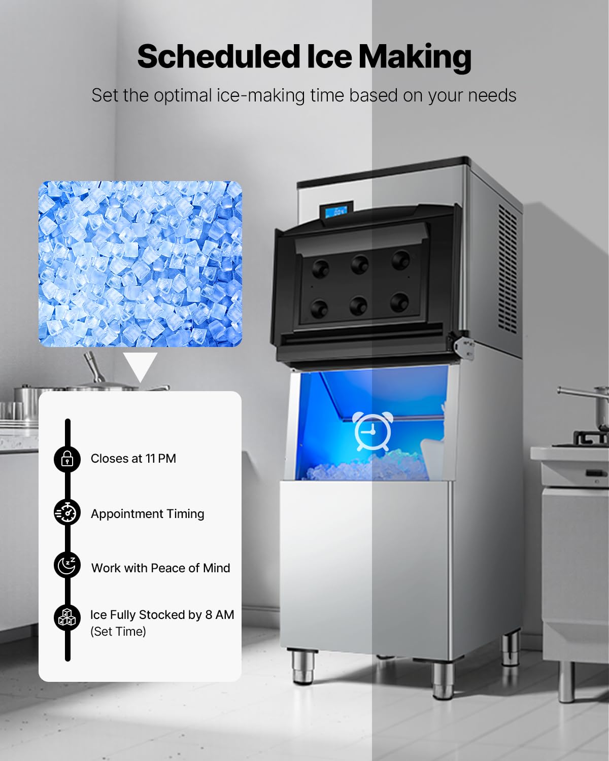 VEVOR Commercial Ice Maker Machine-Head 300 lbs/24 h, 20 Inch Stainless Steel Industrial Ice Machine, Self-Cleaning and Scheduled Ice Making, Modular Ice Cube Machine for Restaurant Hotel - Head Only