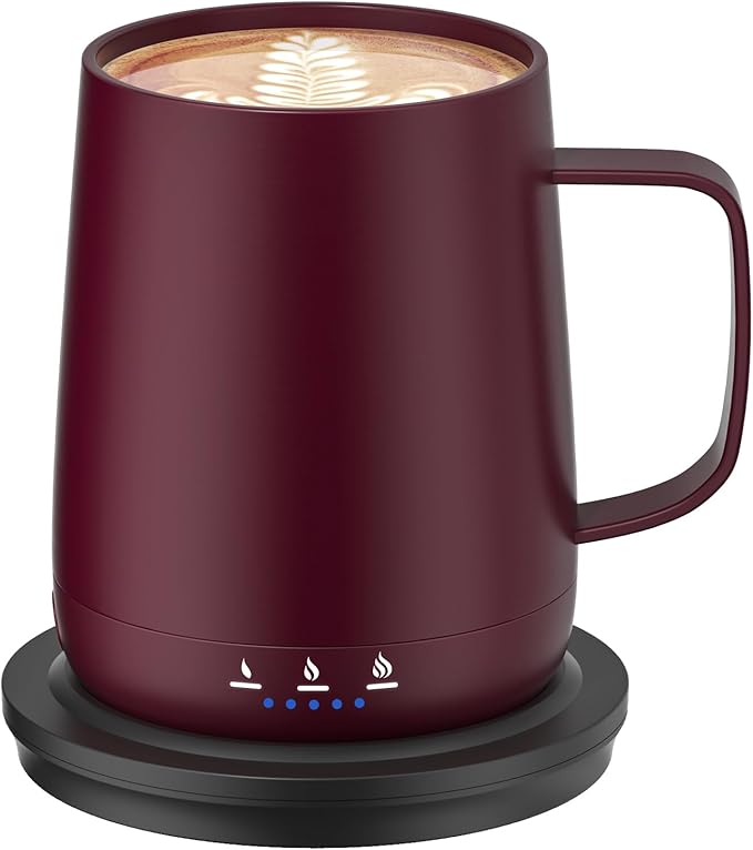 Smart Self Heating Coffee Mug,14oz Temperature Control Coffee Mug,Hot up to 150°F,Rechargeable Heated Coffee Mug,Up to 6H Battery Life,Coffee Cup Warmer,Great Gift for Coffee Lovers,Dad,Mom (Claret)